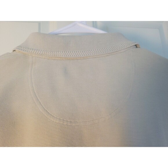 Tommy Bahama Men Long Sleeve Polo Shirt XL Cream/Beige Silk Cotton Resort Ribbed - Picture 5 of 9